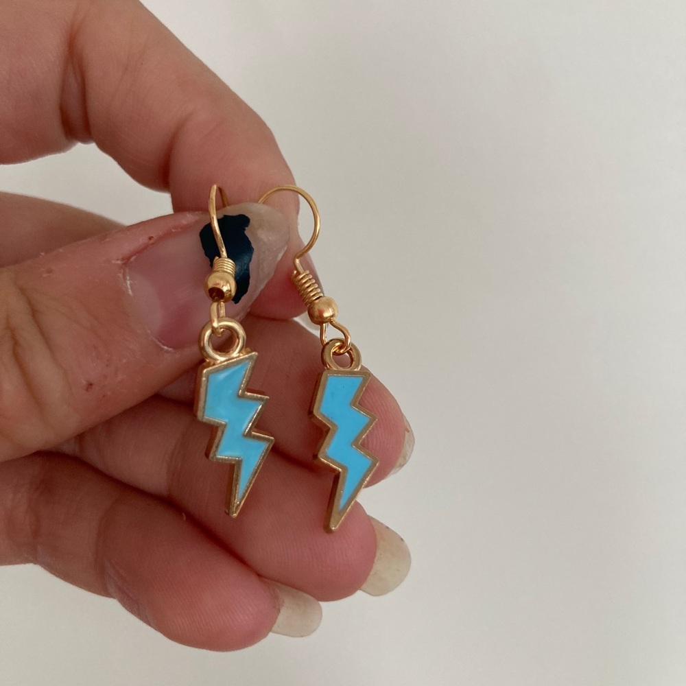 blue lightning bold earrings